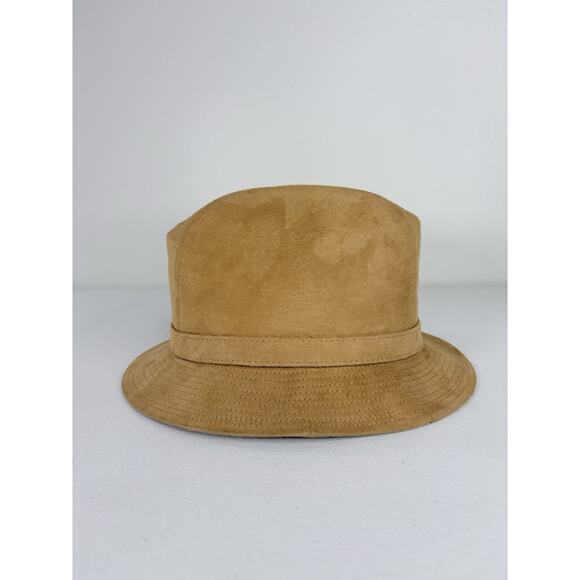 Vintage Stetson Fedora Adult 6 7/8 Beige Genuine Suede With Feathers Hipster - Picture 5 of 10